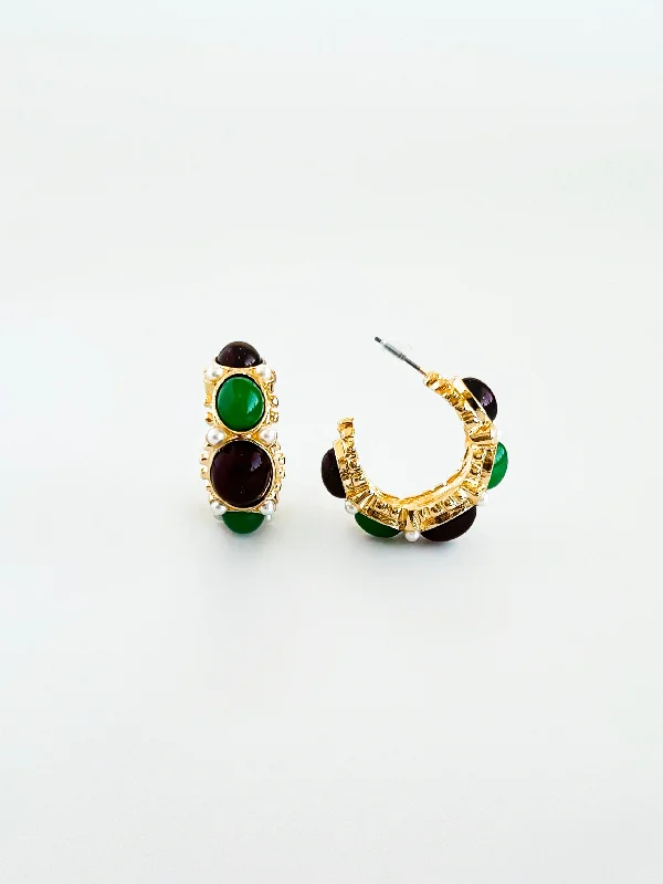 Regal Jewel Gemstone Hoops Earrings