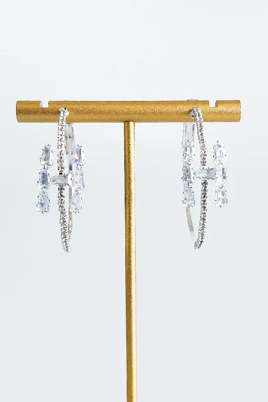 CZ "H" Letter Hoop Earrings