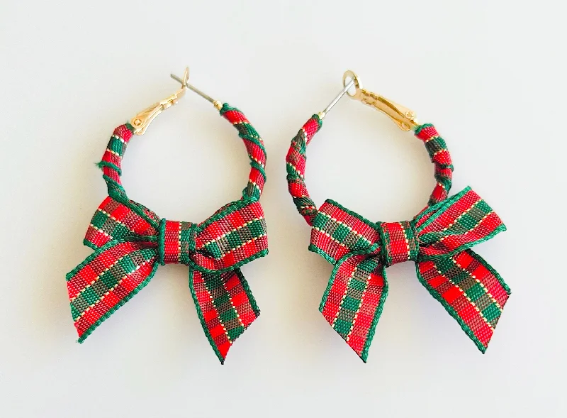 Christmas Bow Dangle Earrings