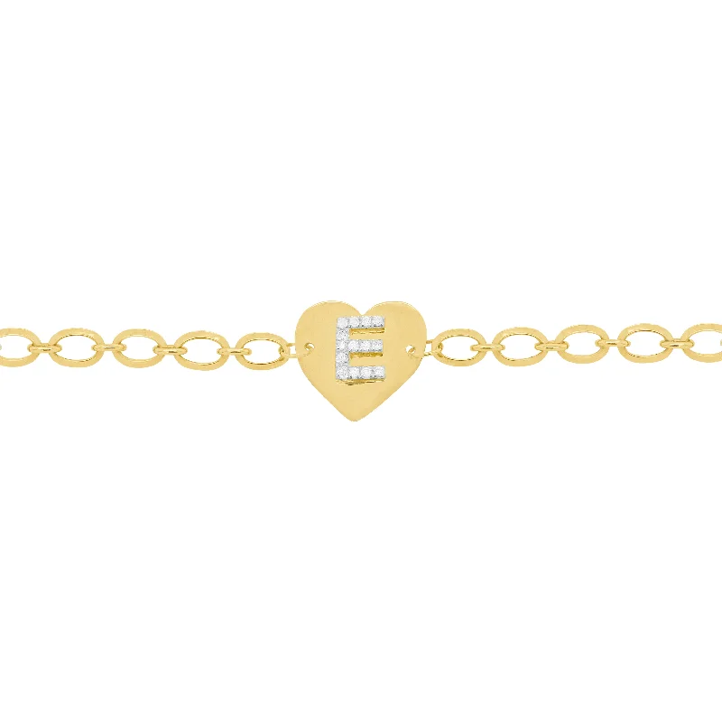 14K GOLD DIAMOND INITIAL HEART BRACELET