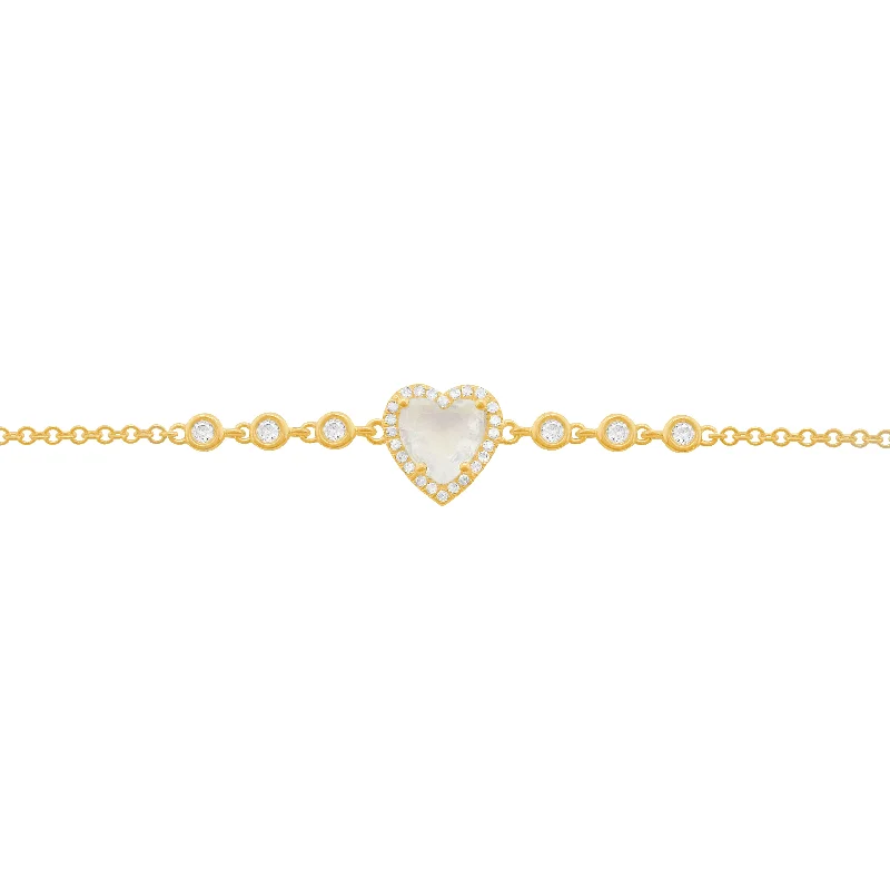 14K GOLD DIAMOND MOONSTONE NINA HEART BRACELET