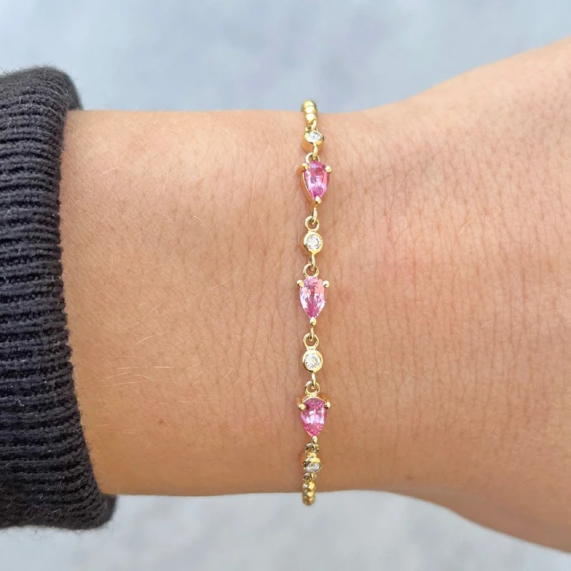 14K GOLD DIAMOND PINK SAPPHIRE ALIX BRACELET