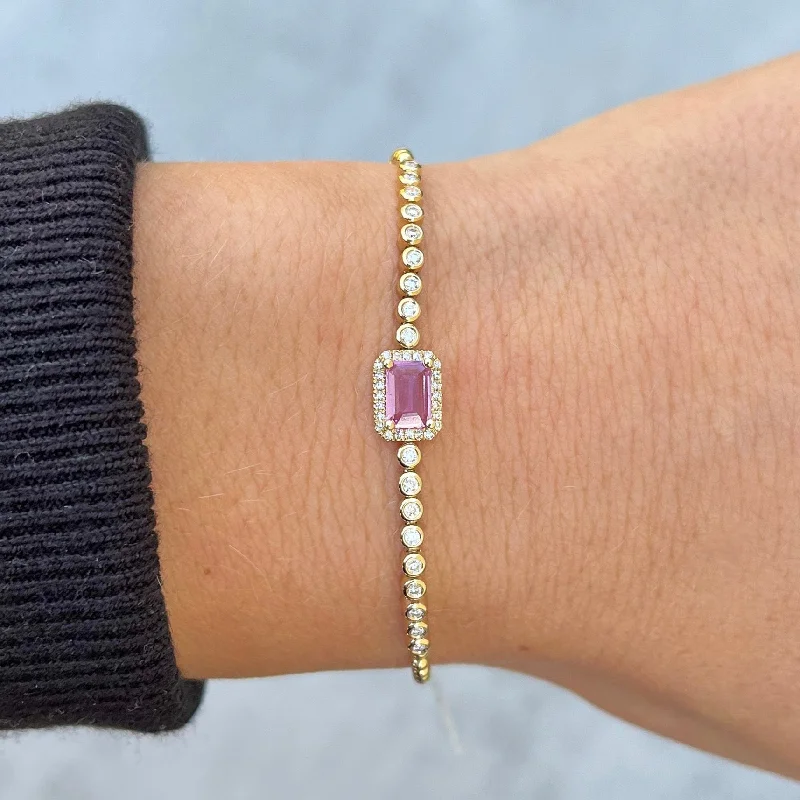 14K GOLD DIAMOND PINK SAPPHIRE MADISON BRACELET