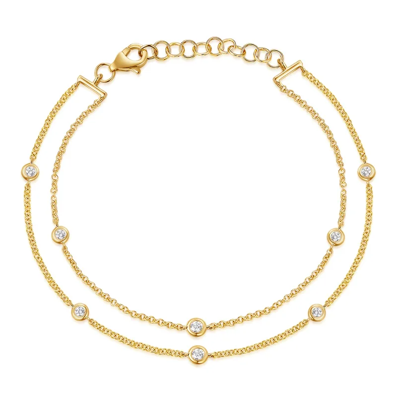 14K GOLD DIAMONDS BY THE YARD DOUBLE CHAIN BRACELET