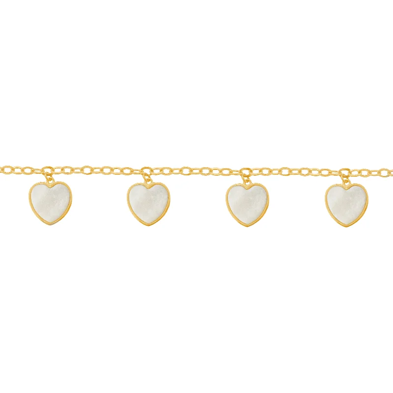 14K GOLD MOTHER OF PEARL ISABELLA HEART BRACELET