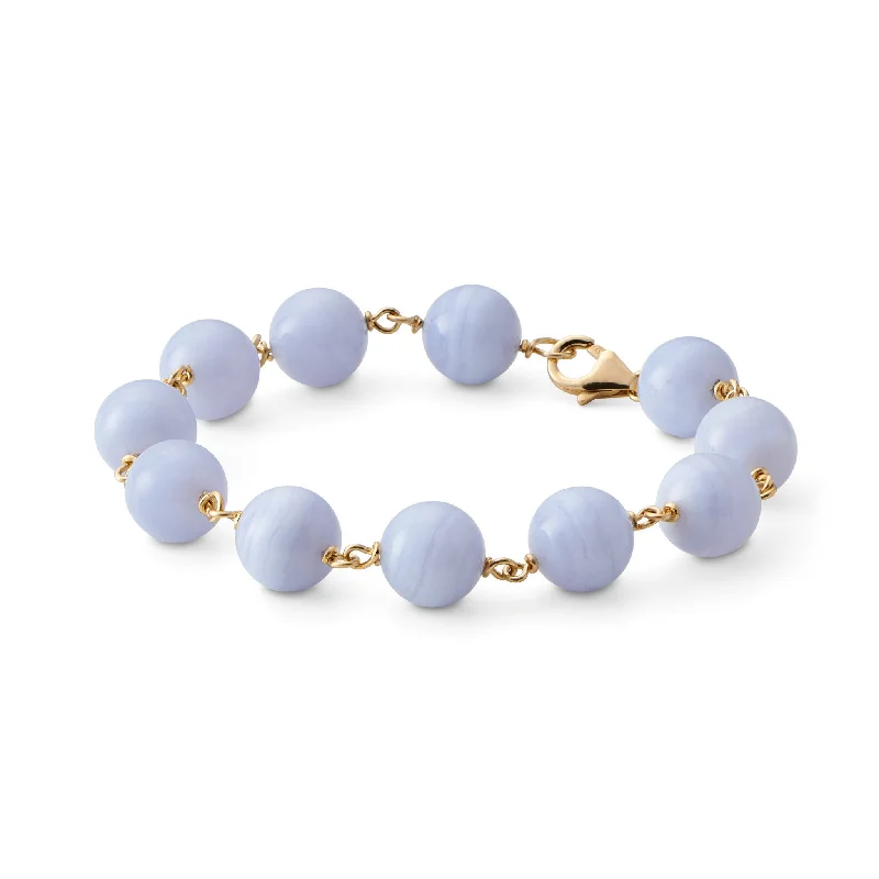 Blue Lace Agate & Gold Link Bracelet