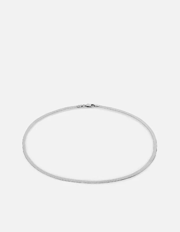 3mm Herringbone Choker, Sterling Silver