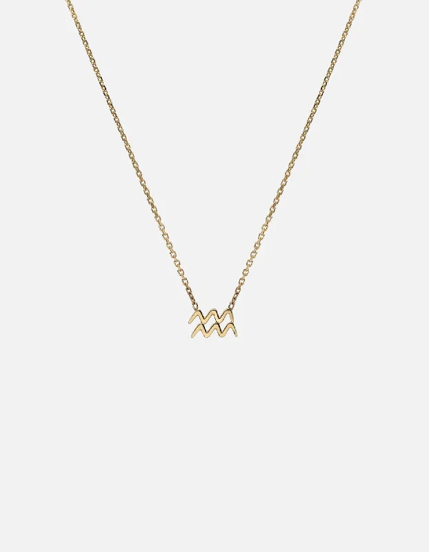 Aquarius Astro Pendant Necklace, 14k Gold