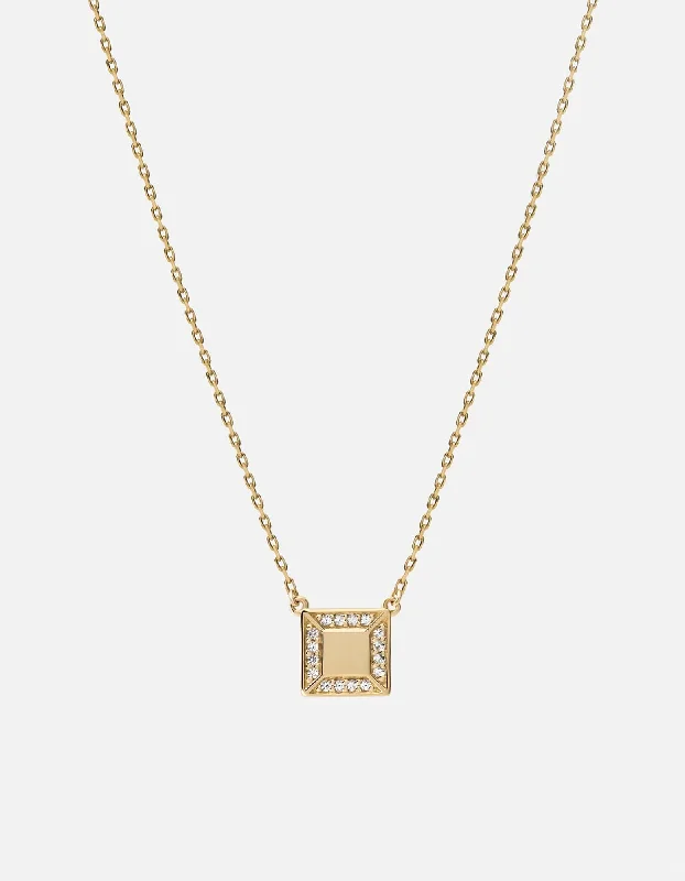 Aria Necklace, 14k Gold Pavé