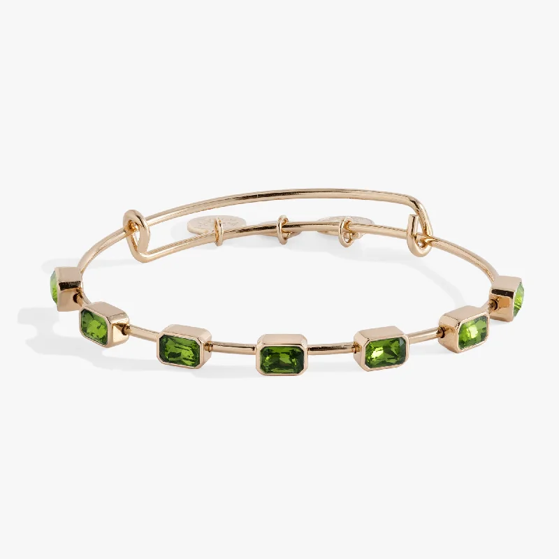 August Birthstone Emerald Cut Bangle