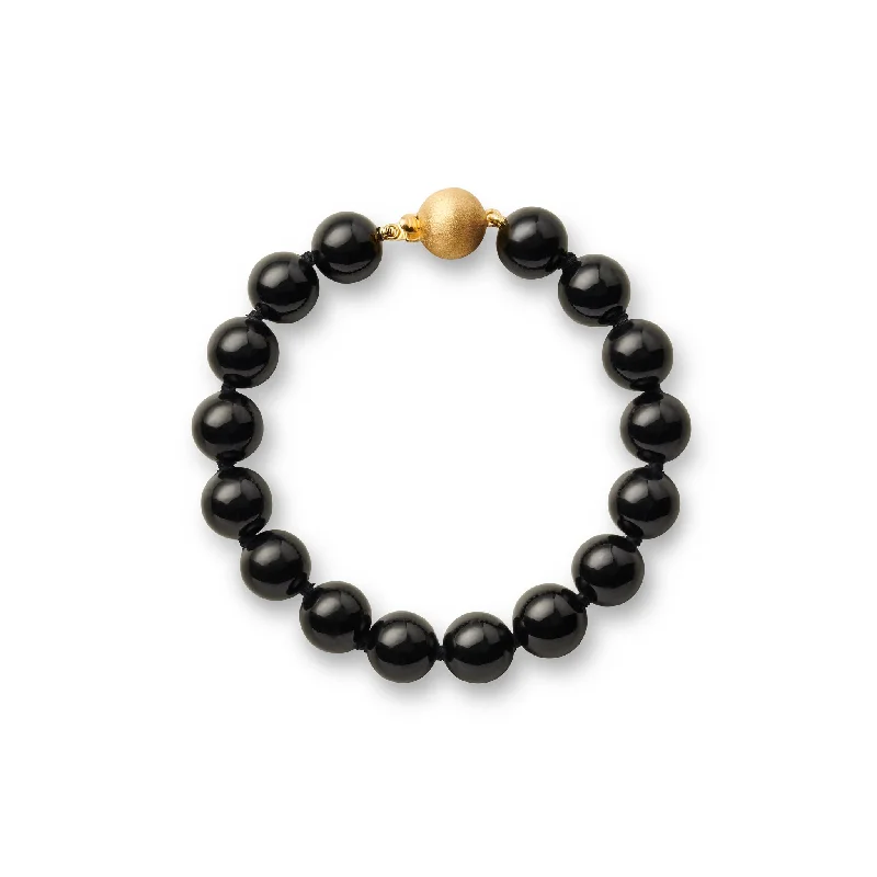 10mm Black Jade Bead Bracelet