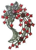 Brooch pin, crystals  star, color red #84010-1