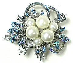 Brooch with Crystals and Cluster of Pearls #YY84750-1