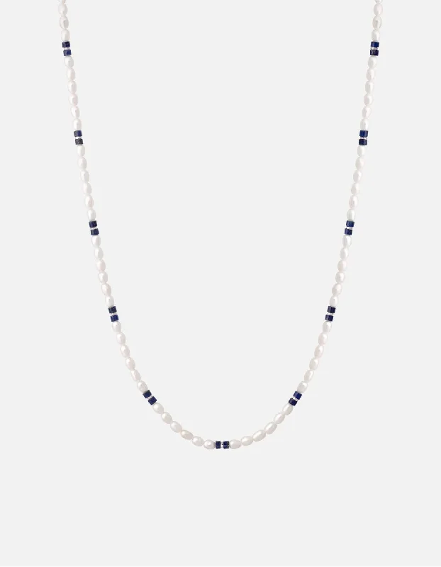 Cash Lapis Pearl Necklace, Sterling Silver