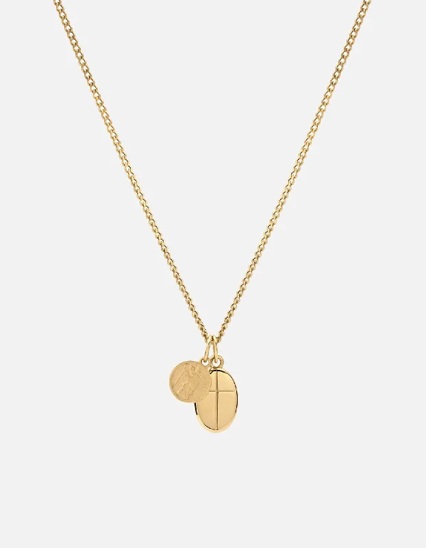 Croix + Mini St Christopher Necklace, Gold Vermeil