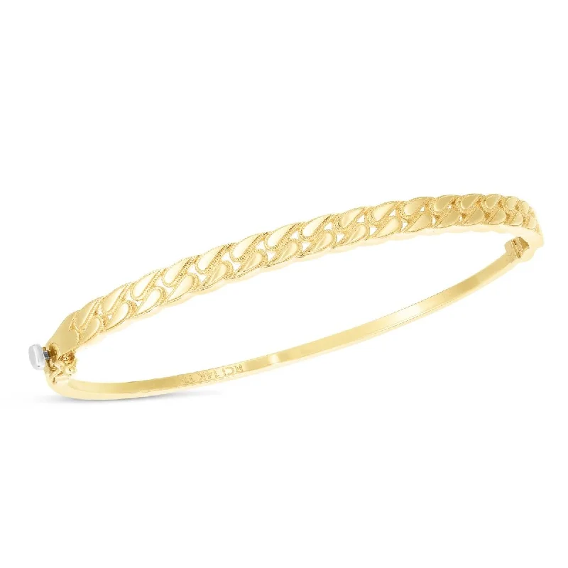 Cuban Fixed Link Hinged Bangle Bracelet