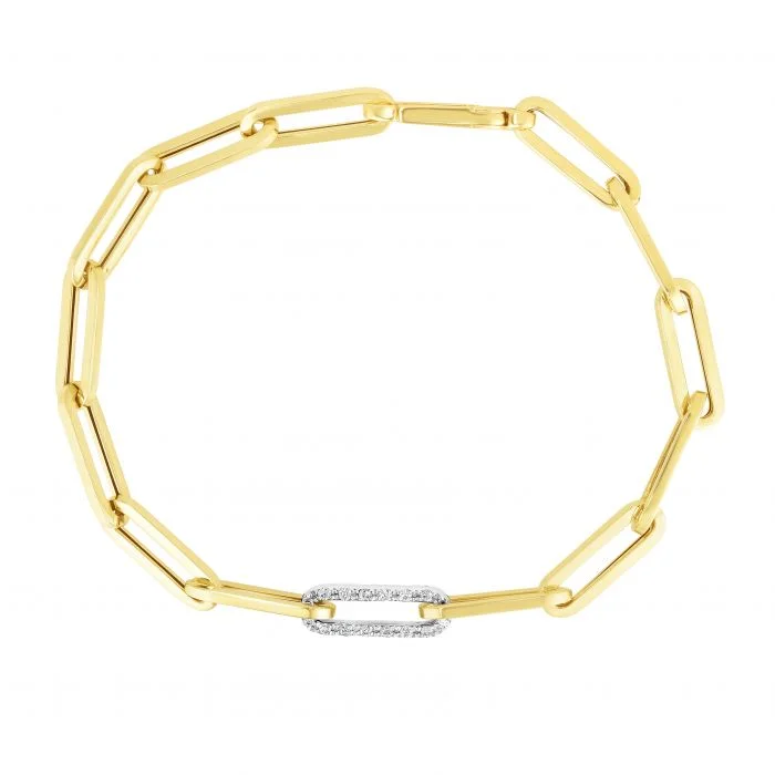 Paperclip Bracelet with Diamond Link