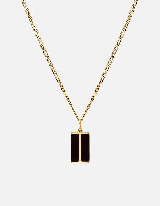 Duo Onyx Necklace, Gold Vermeil