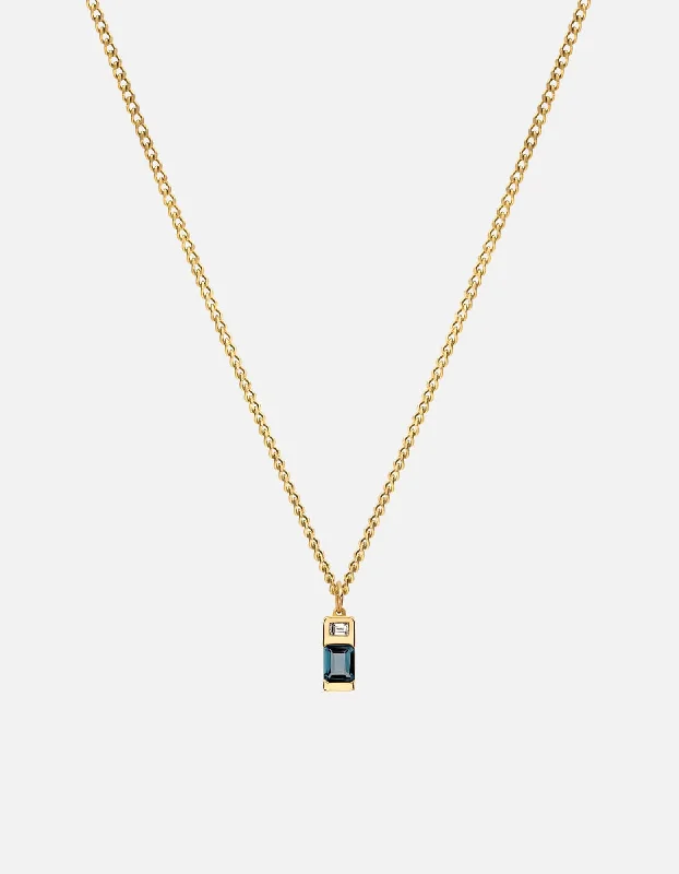 Everett London Blue Topaz Necklace, Gold Vermeil/Baguette Sapphire