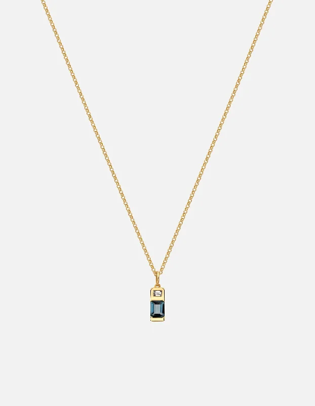 Everett London Blue Topaz Necklace, Gold Vermeil/Baguette Sapphire