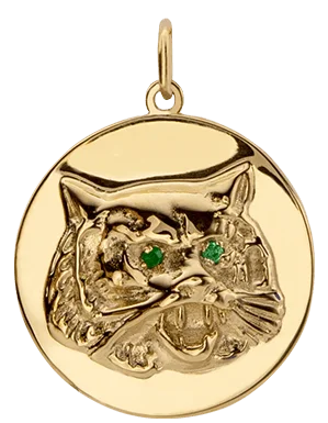 Eye of Tiger Pendant, Gold Vermeil w/Emerald