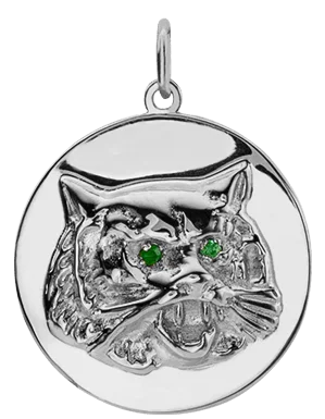 Eye of Tiger Pendant, Sterling Silver w/Emerald