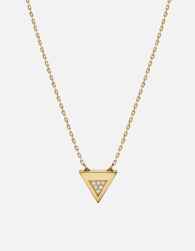 Faction Necklace, 14k Gold Pavé