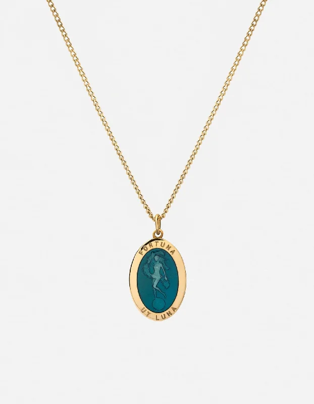 Fortuna Necklace, Gold Vermeil/Teal