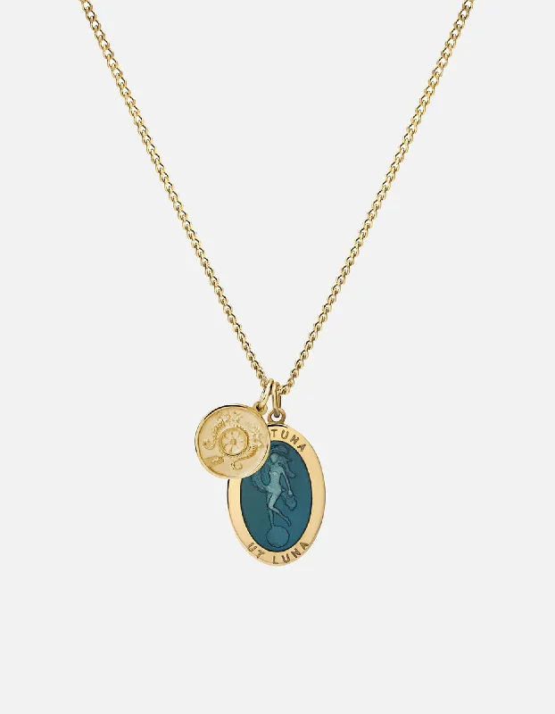 Fortuna Necklace, Gold Vermeil/Teal