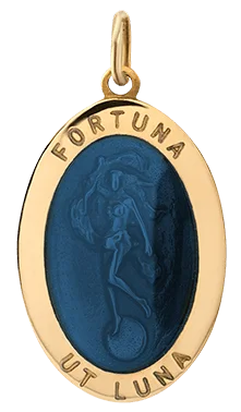 Fortuna Pendant w/Blue Enamel, Gold Vermeil