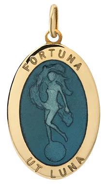 Fortuna Pendant w/Teal Enamel, Gold Vermeil