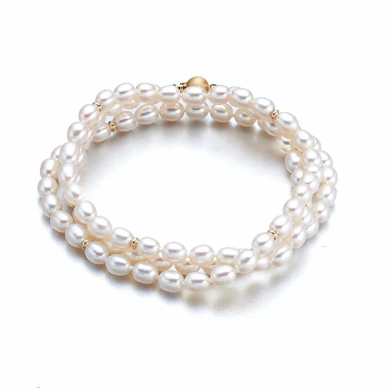 Petite White Pearl & Gold Wrap Bracelet