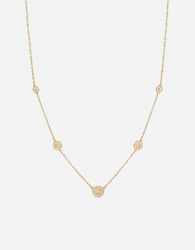 Halo Necklace, 14k Gold Pavé