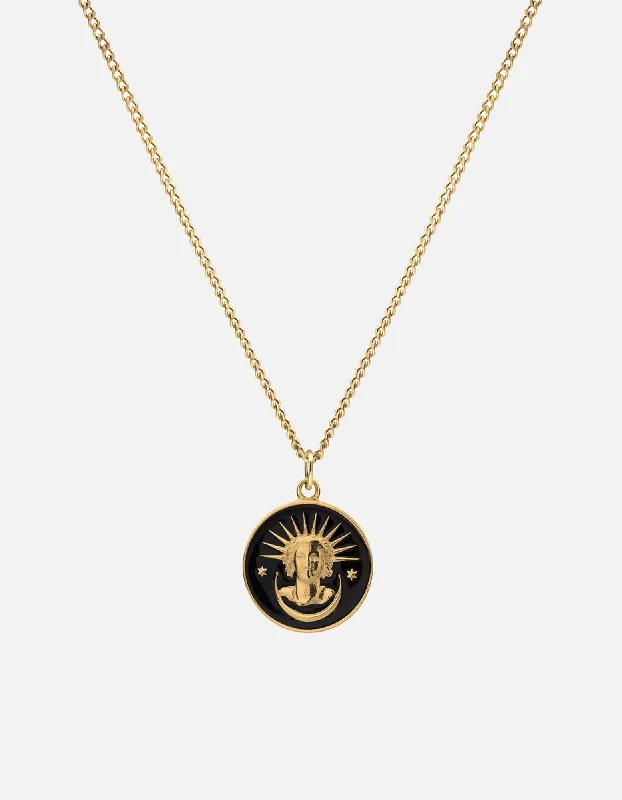 Lady Liberty Necklace, Gold Vermeil/Black