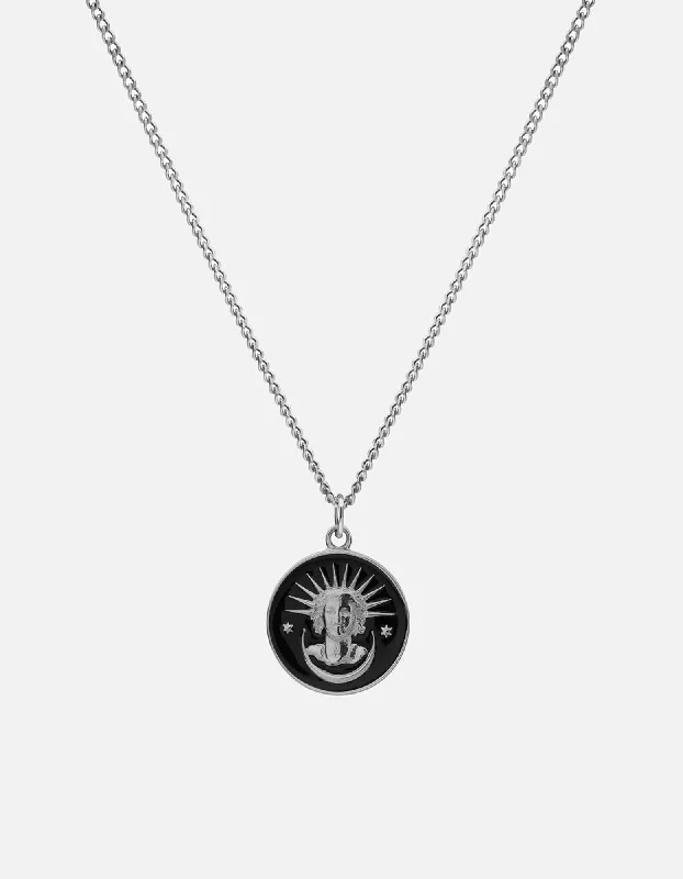 Lady Liberty Necklace, Sterling Silver/Black