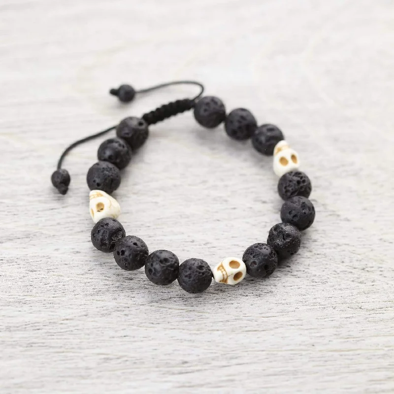 Lava and Skull Reflection Wrist Mala