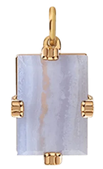 Lennox Pendant w/ White Agate Stone, Gold Vermeil