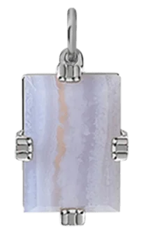 Lennox Pendant w/ White Agate Stone, Sterling Silver