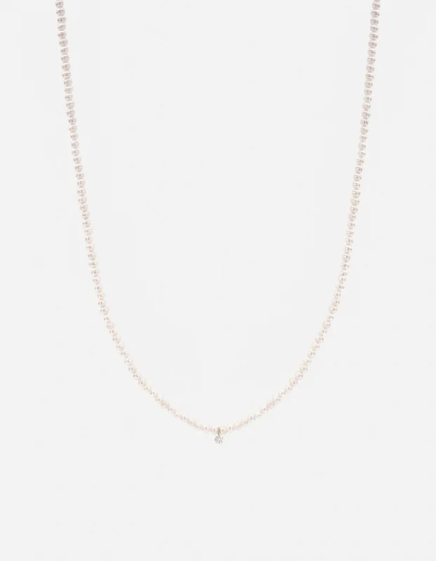 Nava Pearl Necklace, 14k Gold Pavé