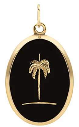 Palm Tree Pendant, Gold Vermeil w/Black Enamel