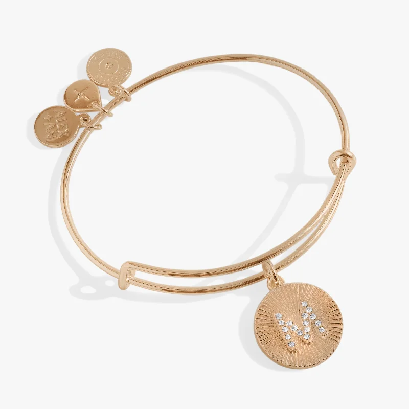 Initial M Pave Starburst Texture Bangle