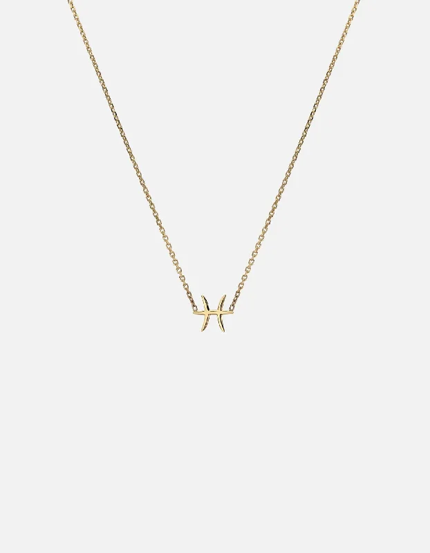 Pisces Astro Pendant Necklace, 14k Gold