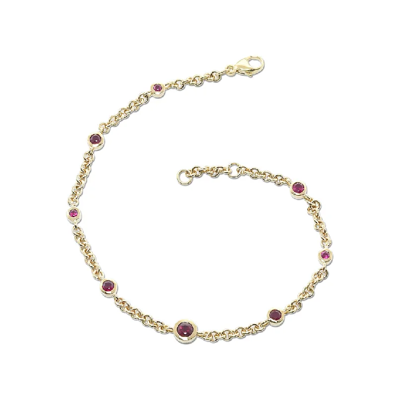 Graduated Ruby Round Link Bracelet