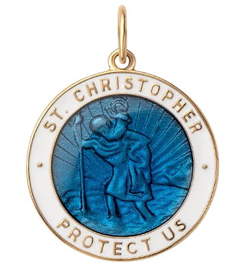 Saint Christopher Surf Pendant w/Enamel, Gold Vermeil