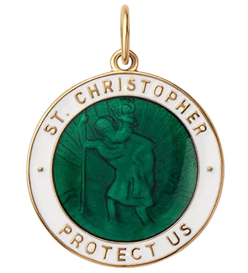 Saint Christopher Surf Pendant w/Enamel, Gold Vermeil