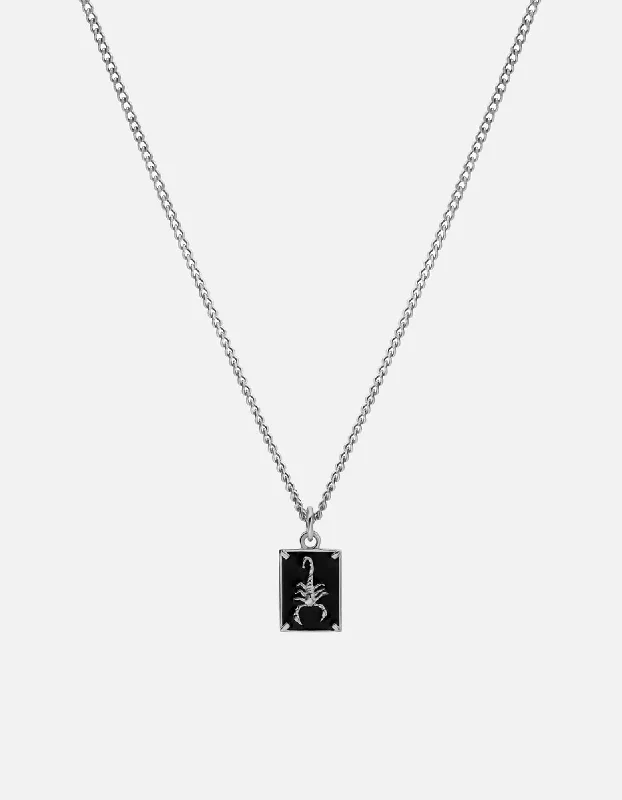 Scorpius Necklace, Sterling Silver/Black