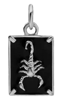 Scorpius Pendant, Sterling Silver w/Black Enamel