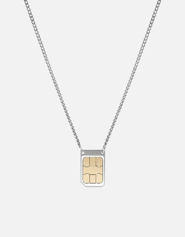 SIM Card Necklace, Sterling Silver