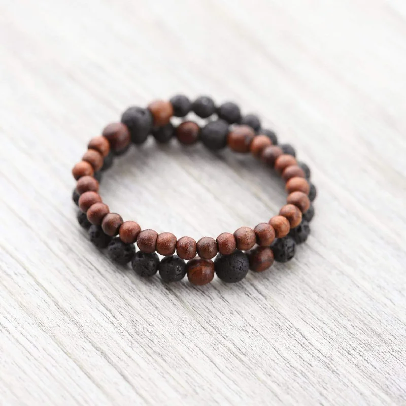 Healing Rosewood & Lava Rock Wrist Mala