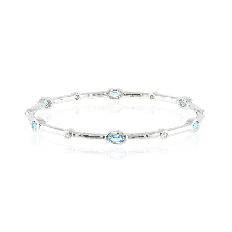 Swiss Blue & White Topaz Stacking Bangle